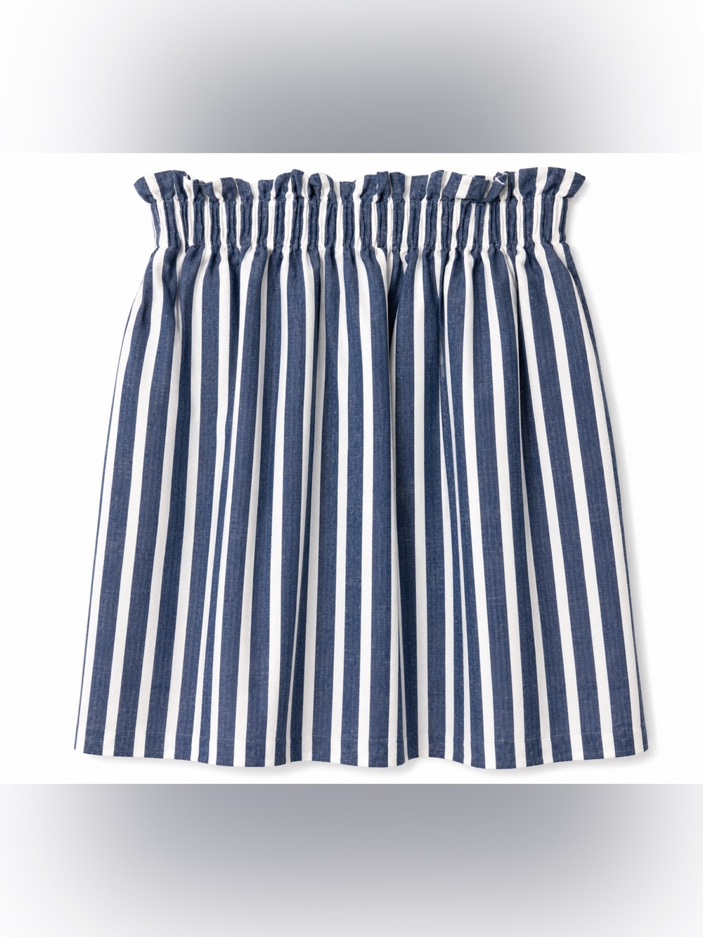 J.Crew Linen Cotton Blend Navy and White Smocked Waist Skirt- 8